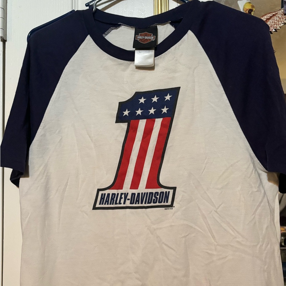 Harley-Davidson Patriotic Graphic Tee in Navy and White